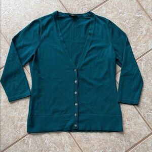 Ann Taylor Deep Teal Button-Up Cardigan